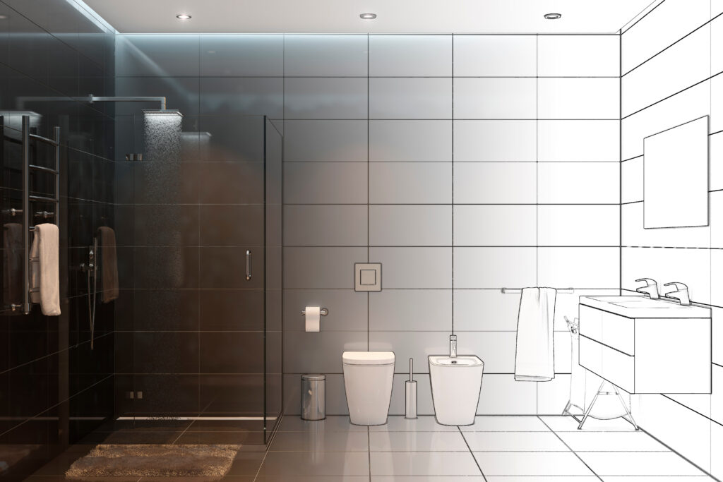 Bathroom remodeling design for a tub to shower conversion